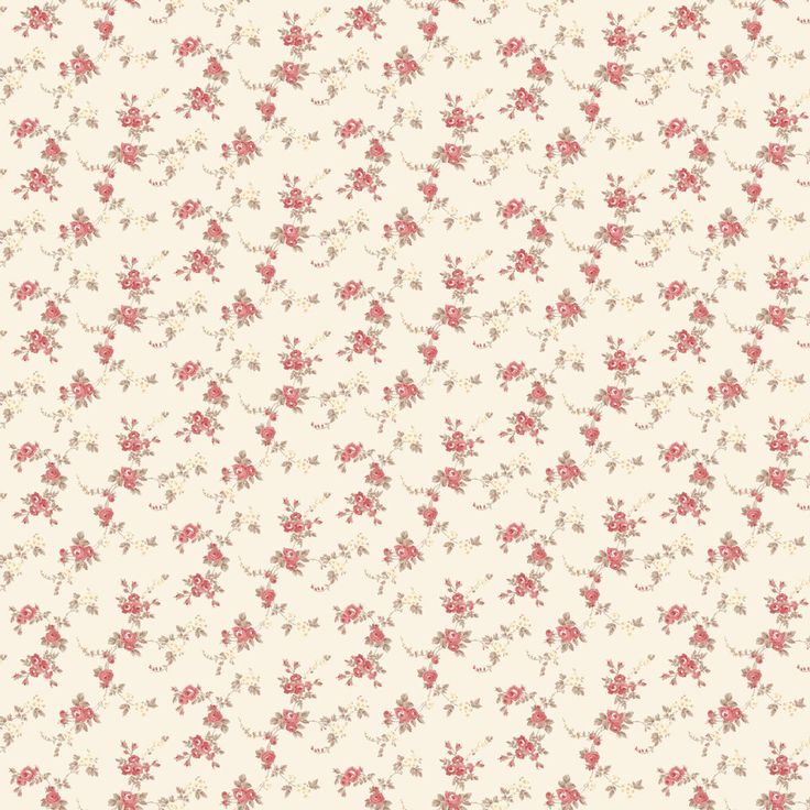 a white and red floral wallpaper with small pink flowers