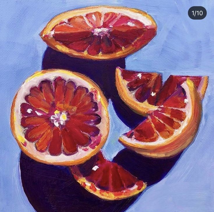 Fruit Still Life, Still Life Paintings, Orange Painting, Watercolor Art Paintings, Colorful Oil Painting, Life Paintings, Orange Oil, Citrus Fruit, Blood Orange