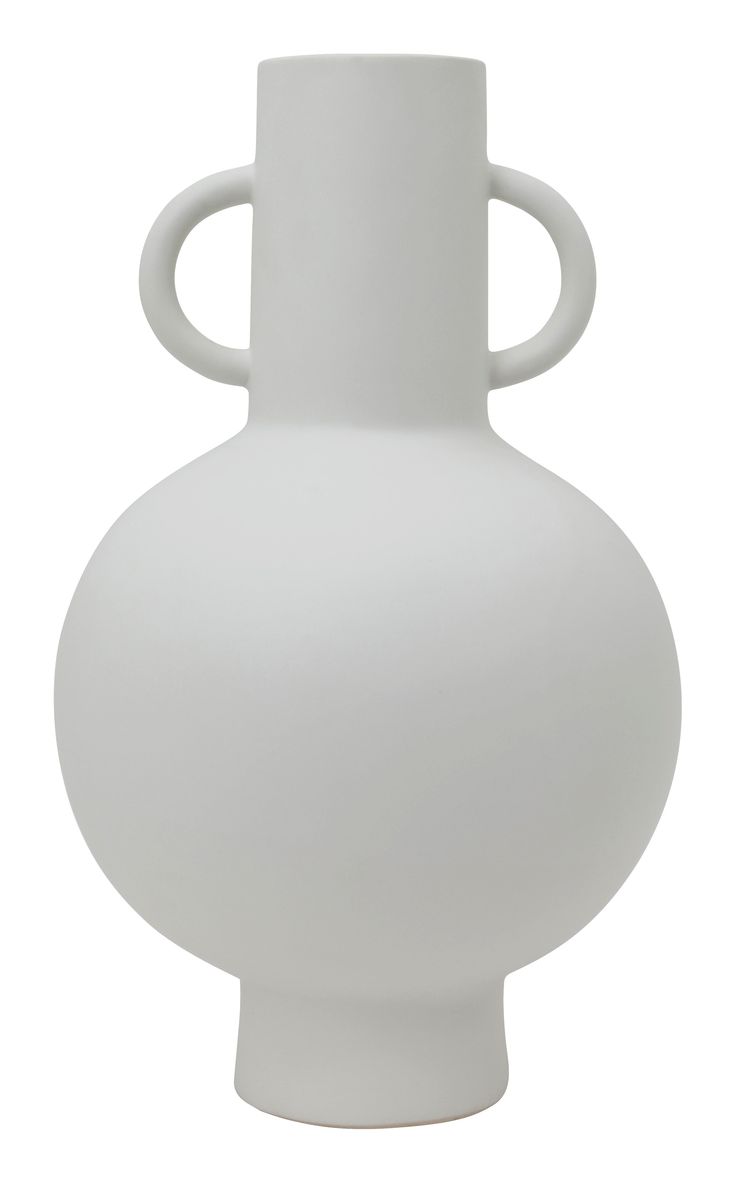 a white vase is shown on a white background