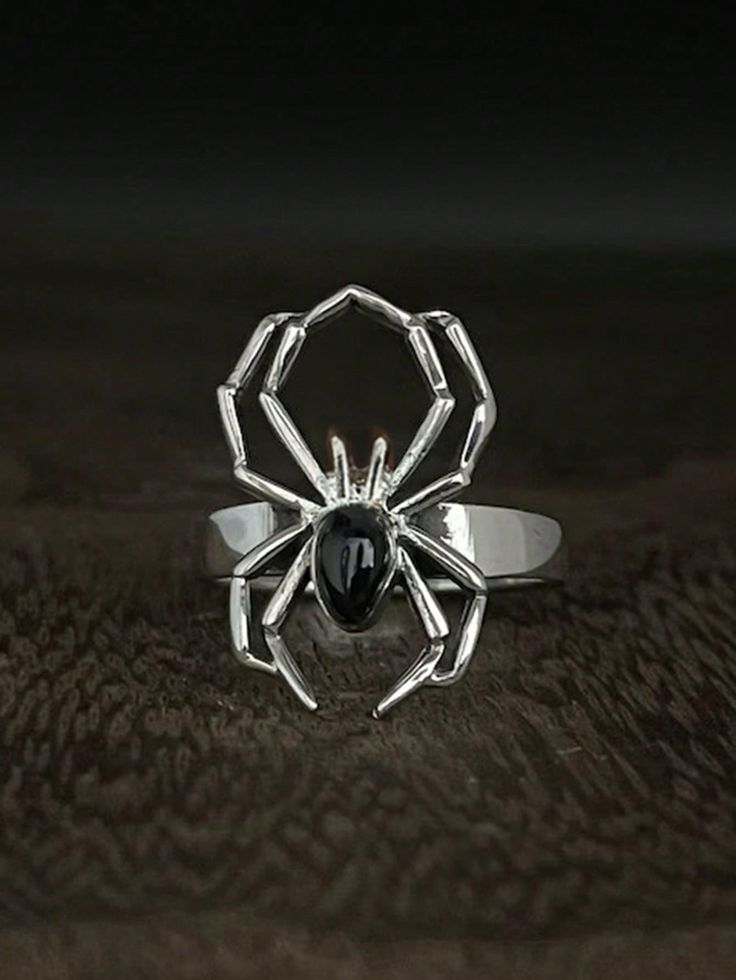 1pc Vintage Gothic Alloy Silver Geometric Spider Cubic Zirconia Closed Ring, Size 6-10 For Party Favor Unisex Silver    Zinc Alloy     Women Fashion Jewelry, size features are:Bust: ,Length: ,Sleeve Length: Spider Ring, Gaslight Gatekeep Girlboss, Festival Fits, Single Ring, Mens Rings, Chunky Rings, Vintage Gothic, Gothic Outfits, Rings Necklaces