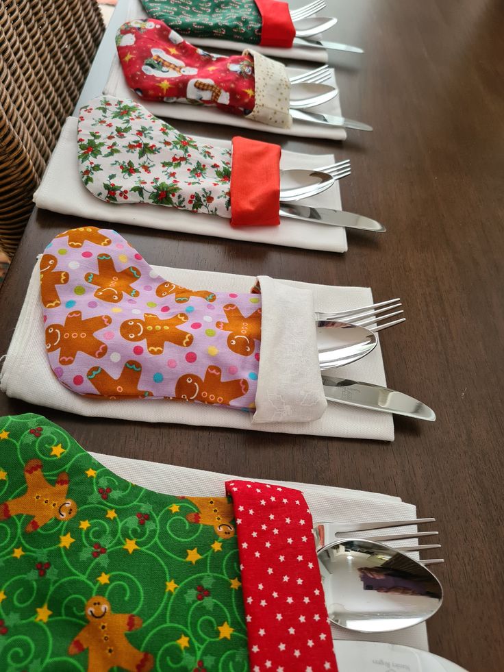 the forks are lined up on the table ready to be used as placemats