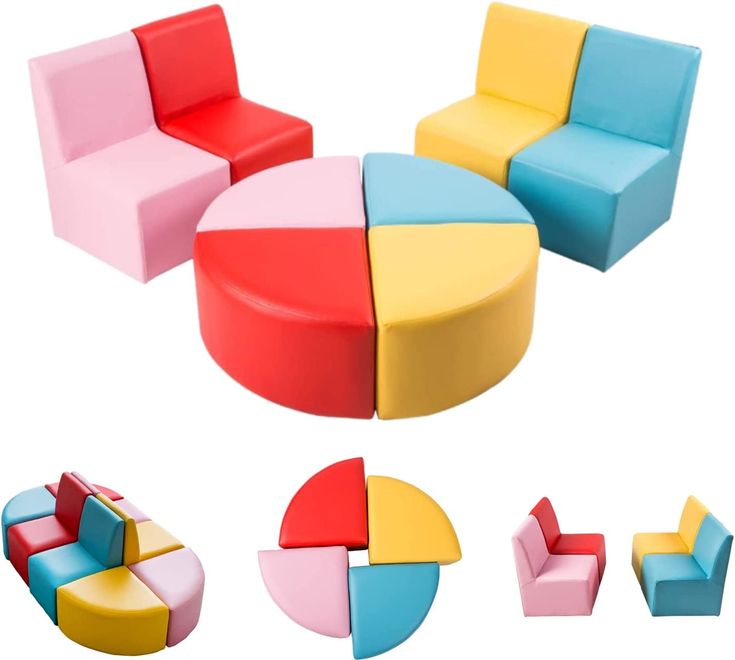 KINBOR BABY Kids Modular Flexible Seating Set Children'S Area Sofa Soft Stool Cartoon Leather Chair for Toddlers Soft Foam Play 8 Pcs Kids Sectional Sofa Chair for Classroom Kindergarten Library Kindergarten Library, Colorful Stools, Soft Stool, Sofa Soft, Toddler Chair, Kids Sofa, Flexible Seating, Living Room Tv Stand, Sofa Colors