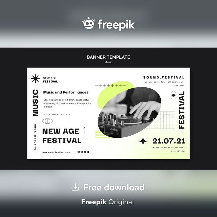 a music festival ticket with the text freepik