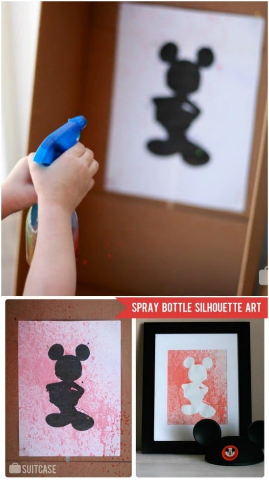 the process for making mickey mouse silhouettes is shown in three different pictures, including one with