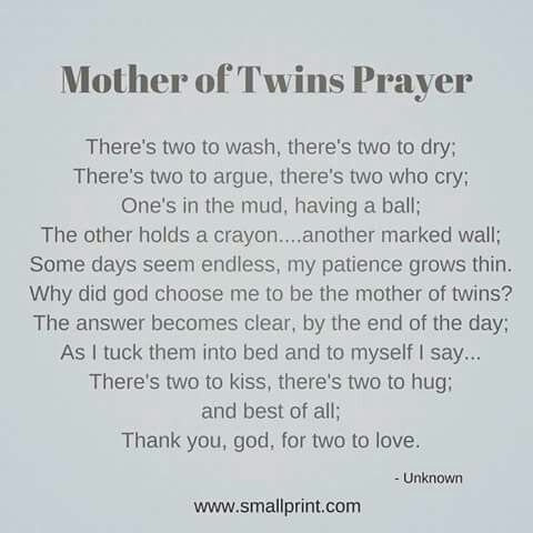 the poem for mother of twins prayer