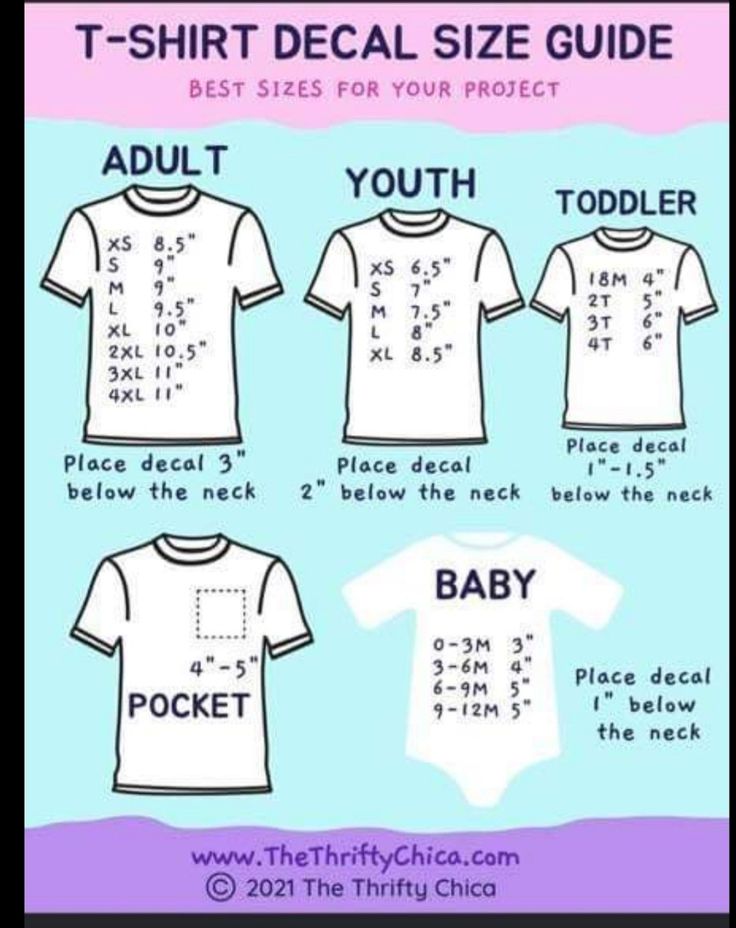 the t - shirt decal size guide for babies