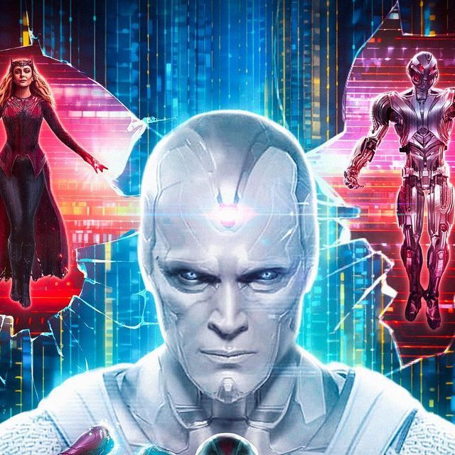 an image of a man in the middle of some sci - fi characters with futuristic technology behind him