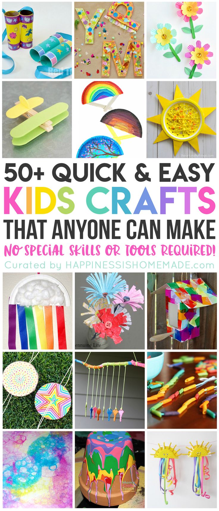 the cover of 50 + quick and easy kids's crafts that anyone can make