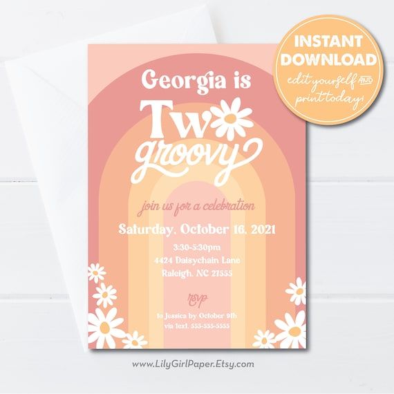 an orange and pink birthday card with the words,'georgia is four ever grooy? '