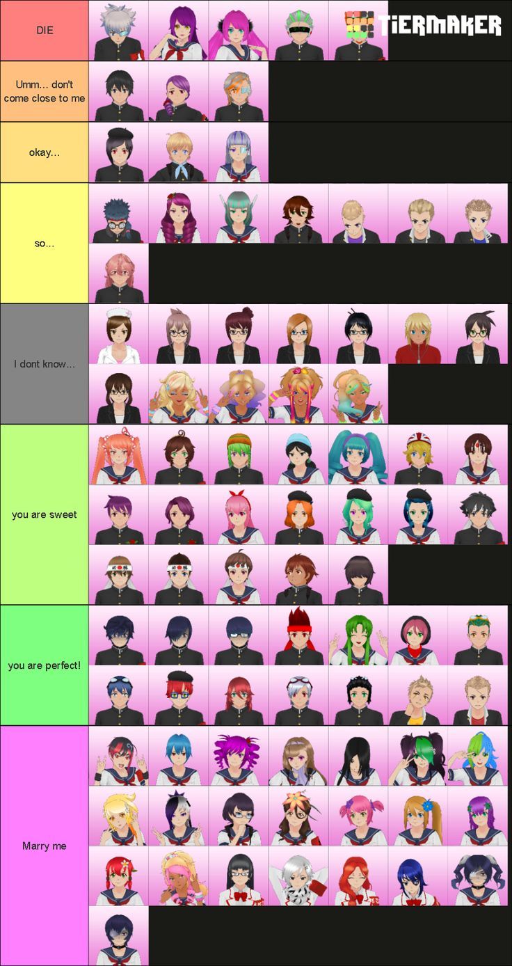 the many faces of anime characters in different colors