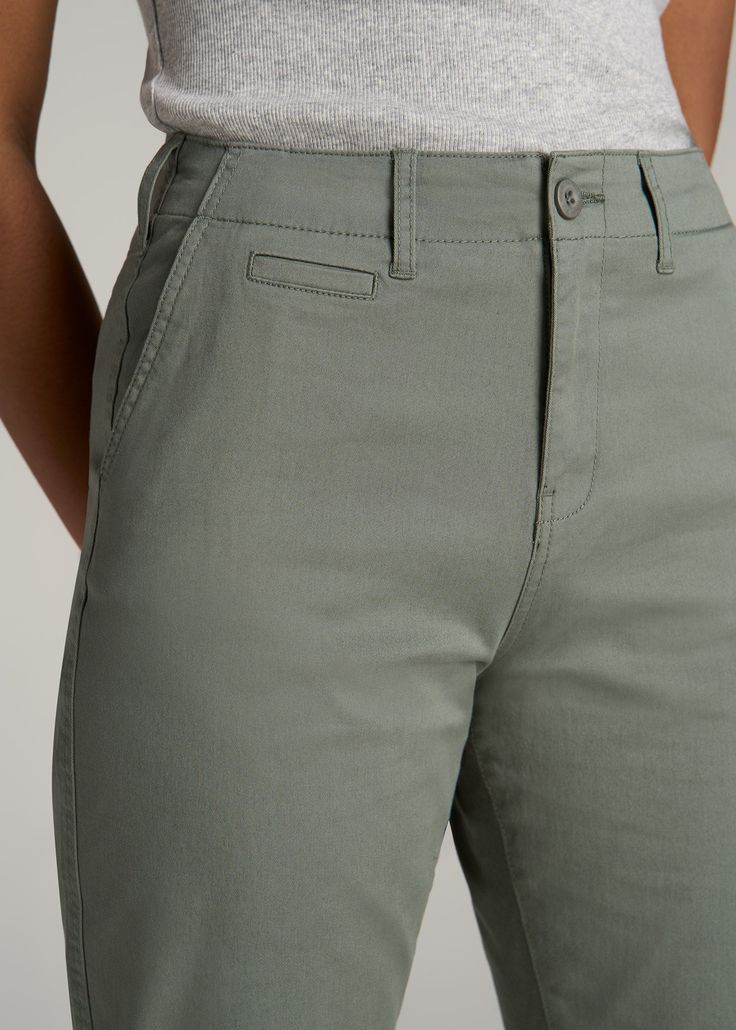 About Our High Rise Tapered Chino Pants for Tall Women Say hello to the perfect chino pants for tall women. It’s hard to find any clothes when you have extra-long legs, especially wardrobe staples. That’s why we’ve created these chinos intentionally for ladies from 5’9 to 6’6. With multiple inseams to choose from, you can finally get the length that’s right for you, without all of the extra fabric you normally find in a long pant. These tall women’s pants are a true foundation piece with their p Pants For Tall Women, Tapered Chinos, Stylish Outfits For Women Over 50, Tall Pants, Slim Fit Chinos, Chino Jeans, Colored Pants, Tapered Pants, Extra Fabric