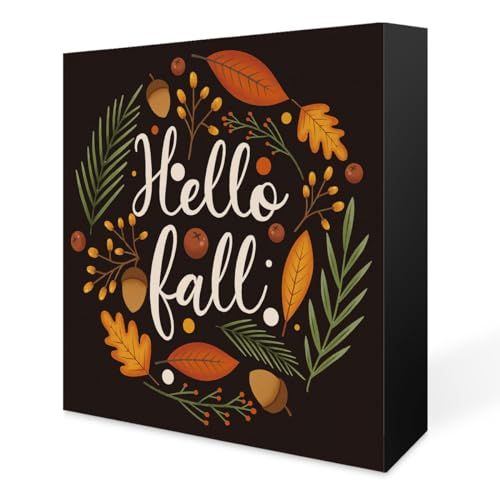 a black box with the words hello fall on it