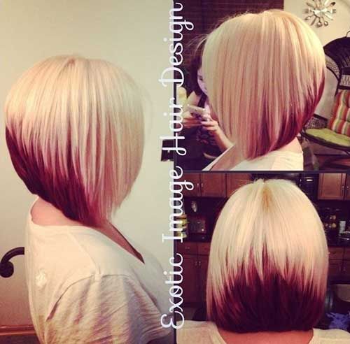 Two Colored Hair Bob Blonde To Pink Ombre, Hair Colors And Styles, Pinwheel Hair Color, Red Bob Hair, Latest Bob Hairstyles, Bob Hair Color, Stacked Bob Hairstyles, Different Hair Colors, Different Hair