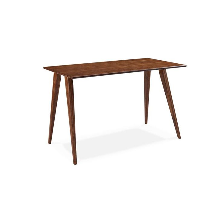 a wooden table with two legs and a long top, on an isolated white background