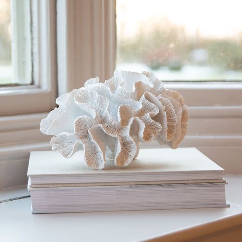 a stack of books sitting on top of a table next to a window sill