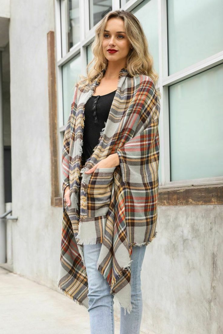 Women Classic Plaid Pocket Ruana Open Front Multicolor Vest Cardigan Poncho Pashmina Shawl Wrap Cape Winter Sweater Classic Plaid Pocket Ruana Welcome to TD Collections. We are a professional fashion Accessories Company focused on creating affordable, high-quality, and long-tasting Women Fashion accessories.   100%Brand New and top quality  Very Soft and Comfortable, Wonderful gift for a loved one (or yourself!)  One Size Fits Most 100% Acrylic One Size Fits Most Size: 0-18 Back Length: 37" Bust Shawl With Pockets, Plaid Capes, Plaid Shawl, Vest Cardigan, Winter Wrap, Poncho Shawl, Holiday Plaid, Casual Bottoms, Leggings Casual