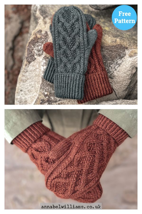 two photos showing the same mittens on top of each other, one in red and