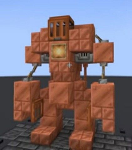 Minecraft Golem Build, Minecraft Gears Design, Steampunk Mc Builds, Minecraft Starwars Builds, Minecraft Steampunk House Ideas, Minecraft Robot Build, Minecraft Monster Build, Minecraft Guillotine, Minecraft Mech