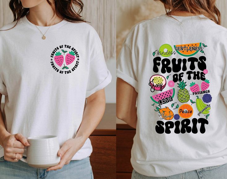 "Fruits Of The Spirit Shirt, Galatians 5:22 Tshirt, Bible Verse T Shirt, Christian Tee, Religious Shirt, Vacay Mode, Inspirational Tshirt HOW TO ORDER: Please follow these 5 simple steps: 1. Select the style and size you want in the \"Style (Size)\" option. 2. Select the shirt color you want in the \"Color\" option. 3. [APPLICABLE ONLY ON CERTAIN LISTINGS] Follow the instructions to fill out the \"Add your personalization\" option, e.g. specifying custom sayings or selecting design colors 4. Sel Fruit Of The Spirit Shirt, Bible Verse T Shirt, Church Merch, Patience Love, Fruits Of The Spirit, Galatians 5 22, Christian Merch, Vacay Mode, Inspirational Tshirts