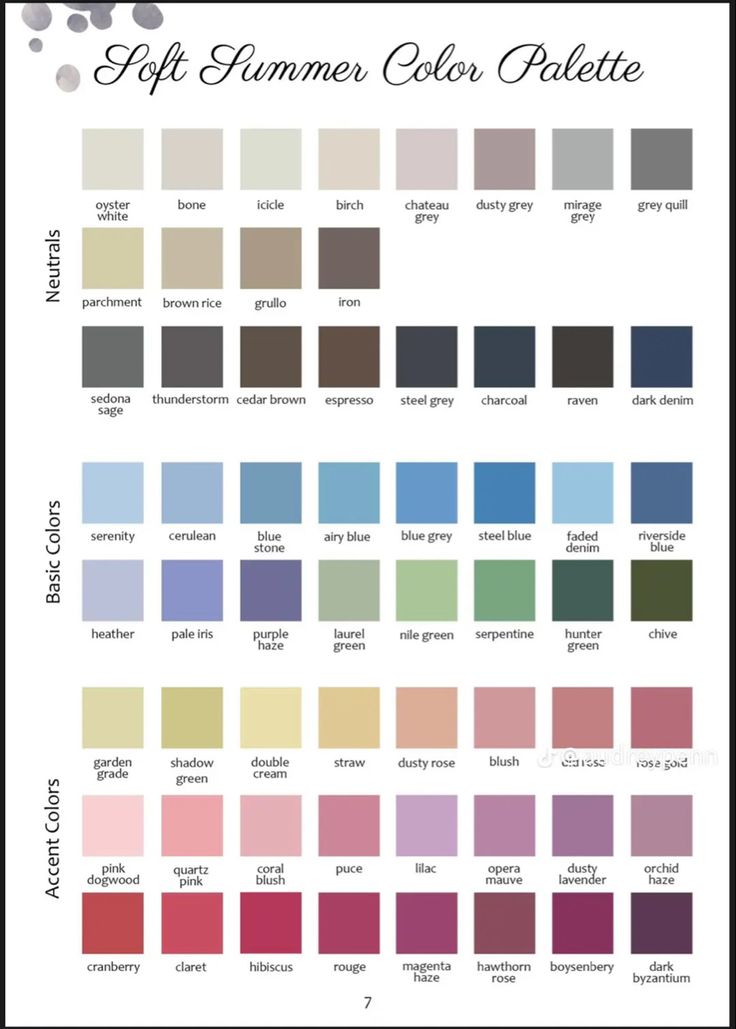 the color chart for soft summer colors