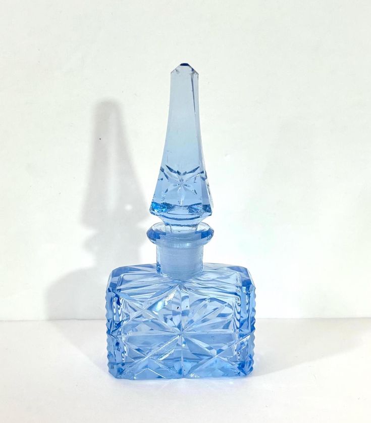 Vintage Czech Glass Perfume Bottle Antique Art Deco Blue Hand Cut Glass Czechoslovakian 1920s Crystal Dresser Perfume Bottle Gift for Her Lovely Perfume, Crystal Perfume Bottles, Vanity Accessories, Deco Blue, Bottle Gift, Blue Hand, Vintage Vanity, Glass Perfume Bottle, Vintage Perfume