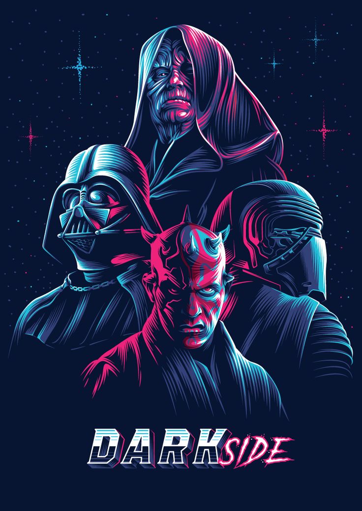 the dark side poster with darth vader and sith vader in front of them