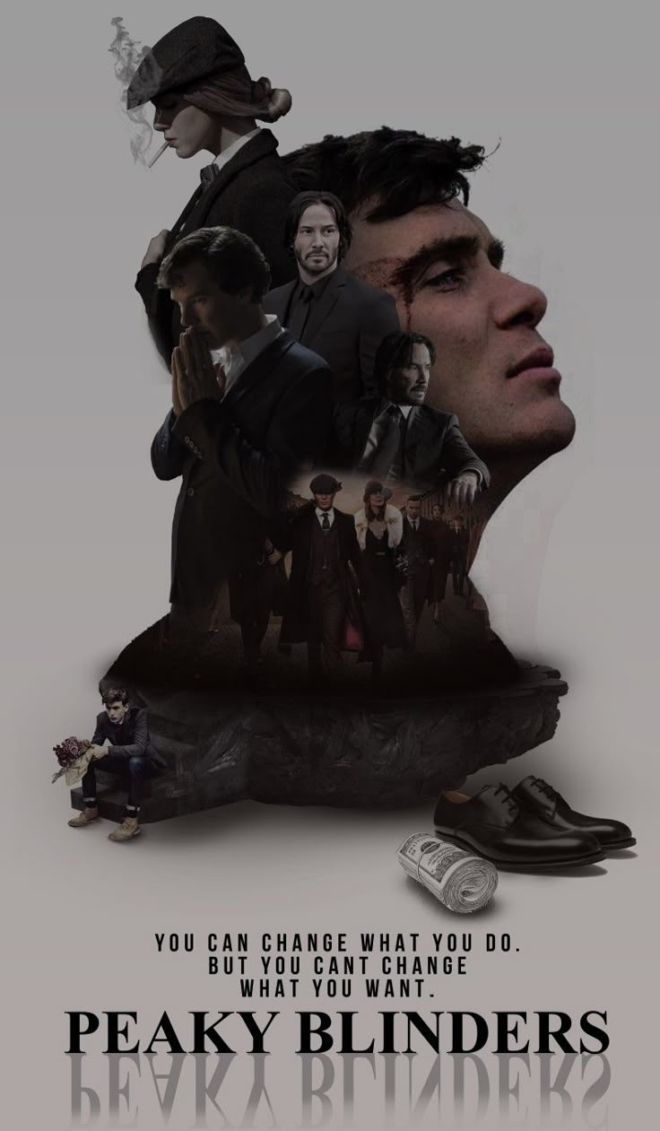 the poster for peaky blunders is shown in front of a man's head