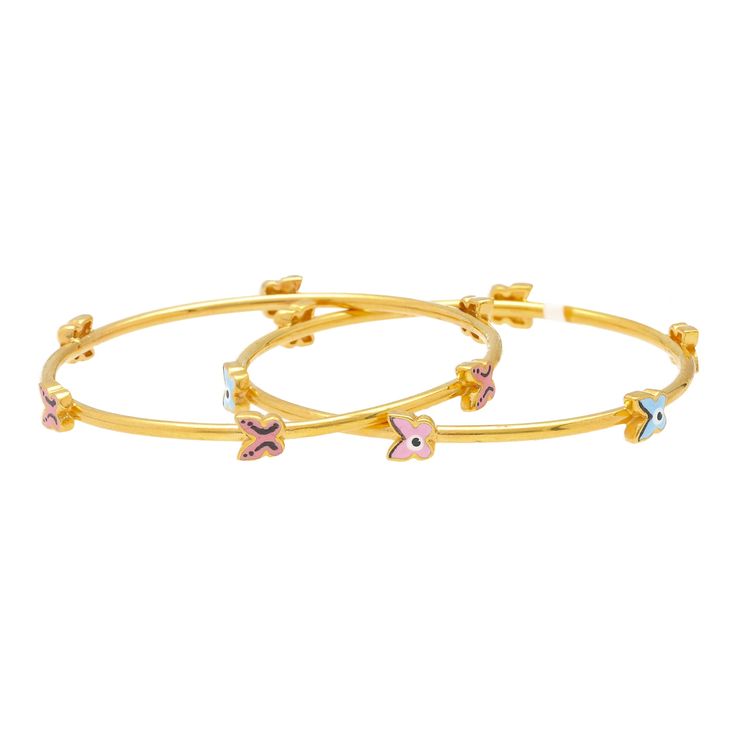 Pair this simple 22k gold bangle for kids with nearly any children's look. Features: • 22k yellow gold • Single bangleOur 22k gold bangles for are the perfect first gift of gold to usher your child into a life of luxury and opulence. Each piece of Virani 22k gold jewelry for children will stand the test of time with minimal signs of wear. The lucky child who is gifted with of our 22k gold jewelry designs will be able to pass down their gold jewelry to their own offspring in the future. Shop for Kids Bangles Gold Designs, Kids Gold Bangles Designs, Kids Jewellery Gold Indian, Kids Bracelets Gold, Baby Bangles Indian Gold, Kids Jewelry Gold, Kids Gold Jewellery, Gold Jewelry Designs, Indian Baby Shower Decorations