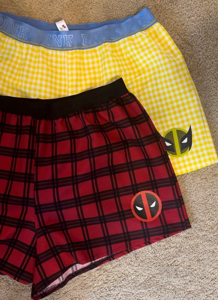 HANDMADE BOXER SHORTS!! These shorts were made shortly after the Deadpool and Wolverine movie! They are a part of a viral Tik Tok made on my account! I am now open to orders and would LOVE to make you a pair! ALL OF THESE SHORTS WILL BE MADE WITH NORMAL BLACK OR BLUE ELASTIC (NO BRAND). I am happy to make different variations, just let me know! Boxers Outfit Female, Cute Oc Outfits, Wolverine Movie, Female Boxers, Cute Boxers, Deadpool And Wolverine, Oc Outfits, Mens Boxers, Streetwear Fashion Women