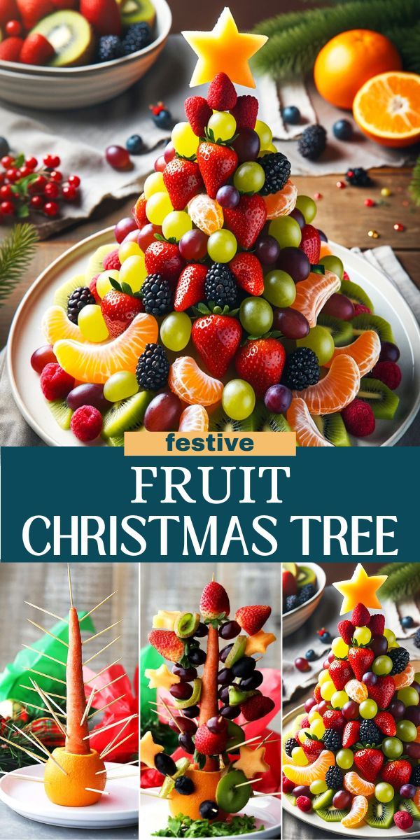 the fruit christmas tree is made out of fruits