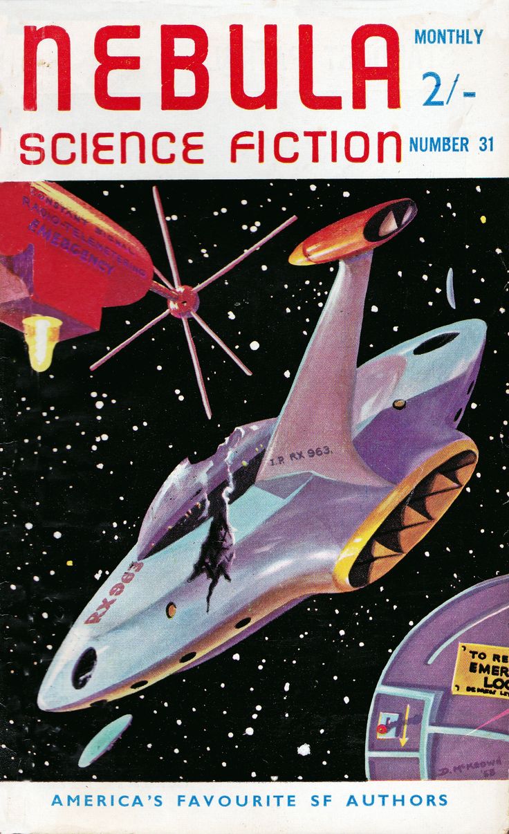 an old book cover with a space shuttle in the sky and other objects around it