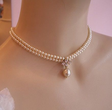 18 Beautiful Pearl Choker Necklace Designs Levihan Wedding, Double Infinity, Short Necklaces, Choker Necklace Designs, Bride Necklace, Pearl Jewelry Design, Pearl Necklace Vintage, Pearl Necklace Designs, Pearl Jewelry Necklace