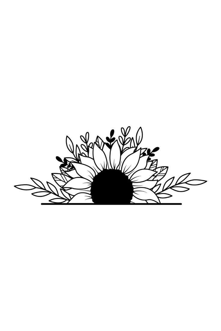 Canvas & Surfaces,Clip Art & Image Files,half sunflower png,silhouette DXF files,split sunflower svg,Stencils,Stencils, Templates & Transfers,sunflower bouquet,sunflower clipart,sunflower cricut,sunflower frame svg,sunflower png,sunflower svg Cover Up Tattoos For Women Flowers, Flower Forearm Tattoo Stencil, Sunflower Drawing Outline, Sunflower Leaf Tattoo, Sunflower One Line Drawing, Sunflower Cartoon Drawing, Half Sunflower Tattoo Design, Half A Sunflower Tattoo, Half Flowers Drawing