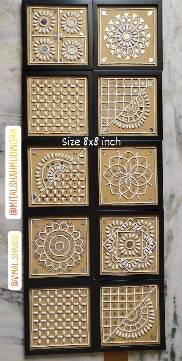 four different types of decorative tiles on display