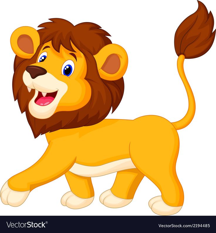 a cartoon lion walking with its mouth open