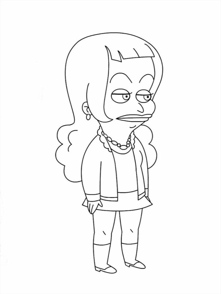 the simpsons girl from south park coloring pages for kids and adults, with an angry expression