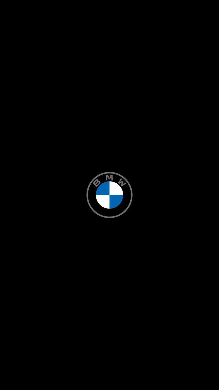 the bmw logo is shown on a black background with blue and white letters in it