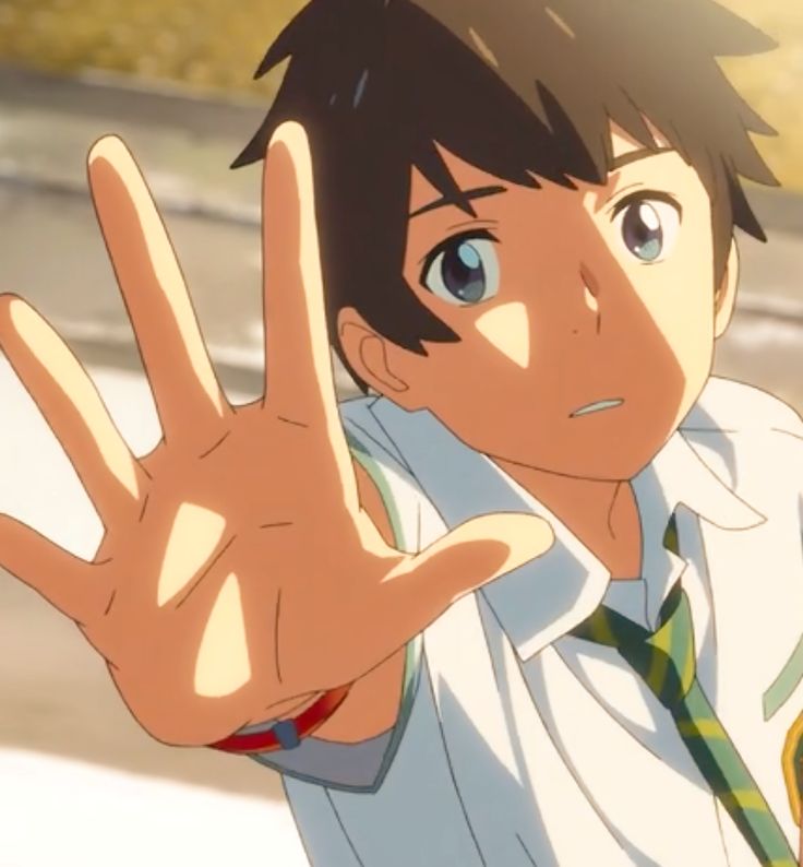 an anime character making the peace sign with his hand