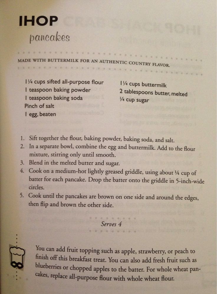 an open book with instructions on how to make pancakes