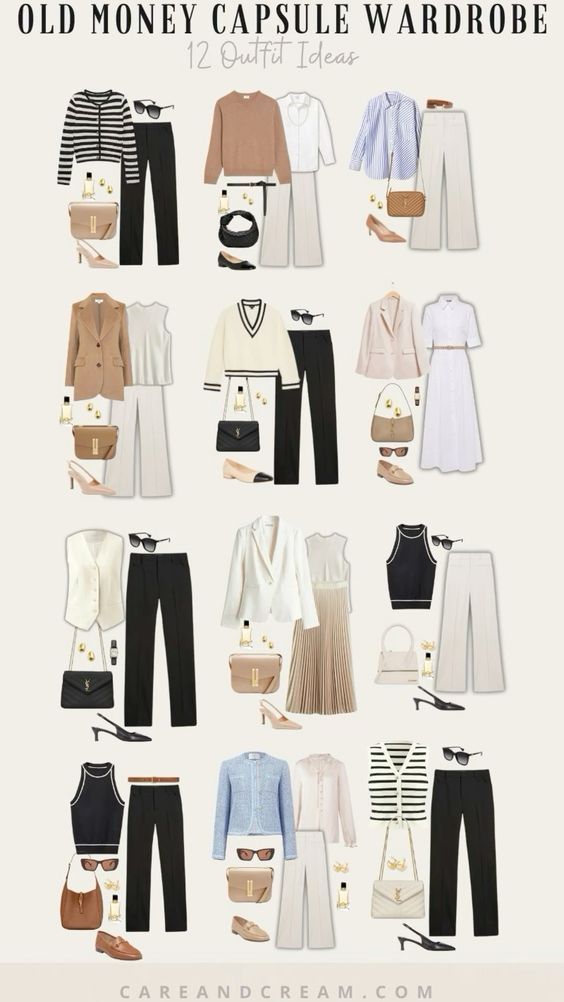 ☁️ Old Money Capsule Wardrobe, Smart Casual Women Outfits, Capsule Wardrobe Casual, Capsule Wardrobe Women, Capsule Wardrobe Essentials, Fashion Capsule Wardrobe, Classic Style Outfits, Capsule Outfits, Wardrobe Outfits