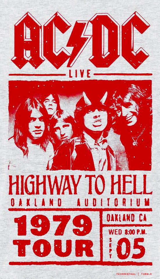 an old concert poster for ac / dc's highway to hell