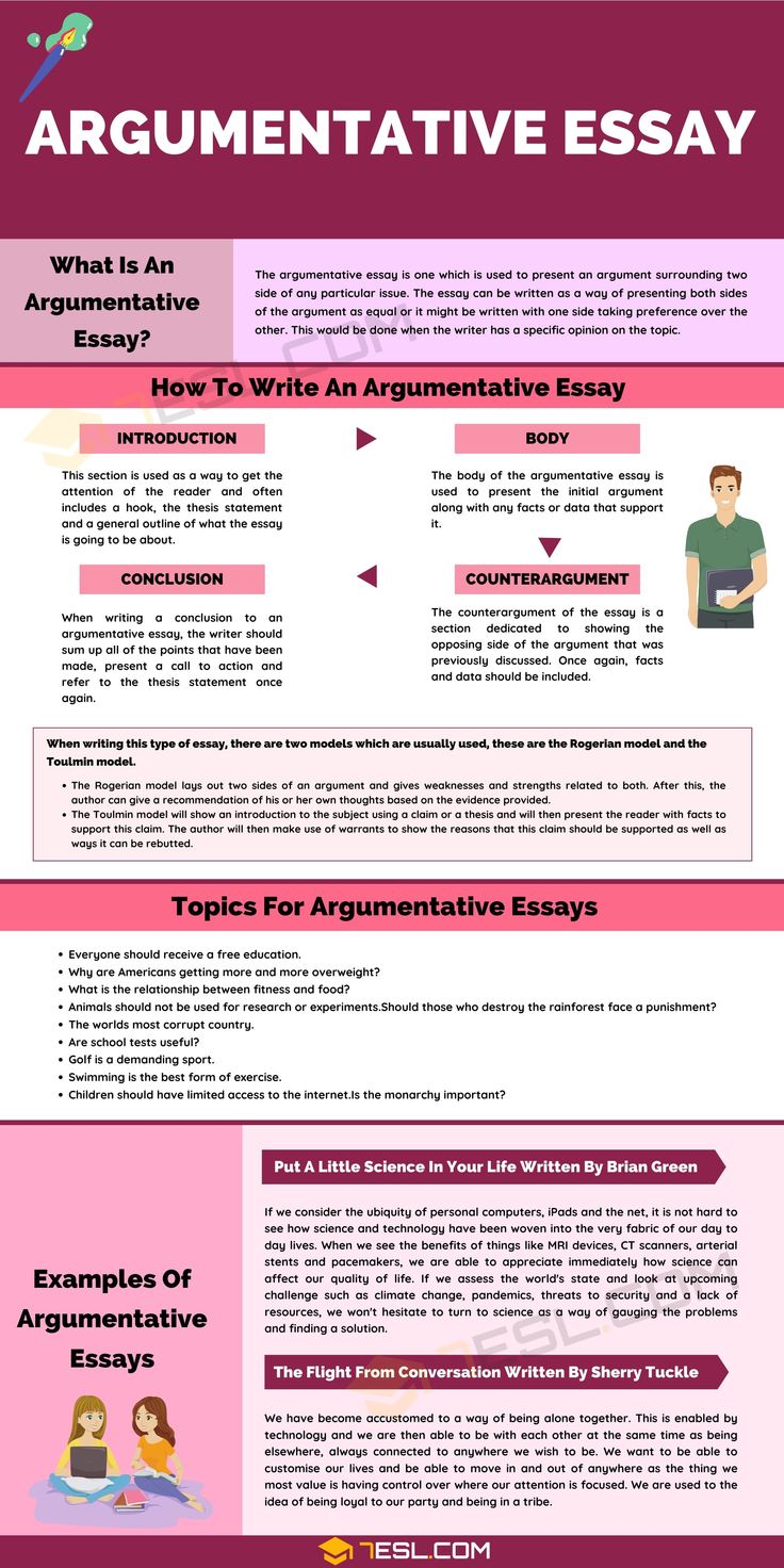 an argument paper with two different types of writing and the words argument in each section