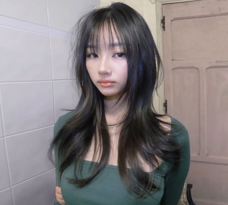 hairstyle hair Hershey Haircut Long, Butterfly Haircut Thick Hair, Hime Layered Cut, Hershey Cut Hairstyle, Japanese Layered Haircut, Asian Haircut Medium Layered, Hair Cuts Asian, Hush Cut Hair Long, Hush Cut With Bangs