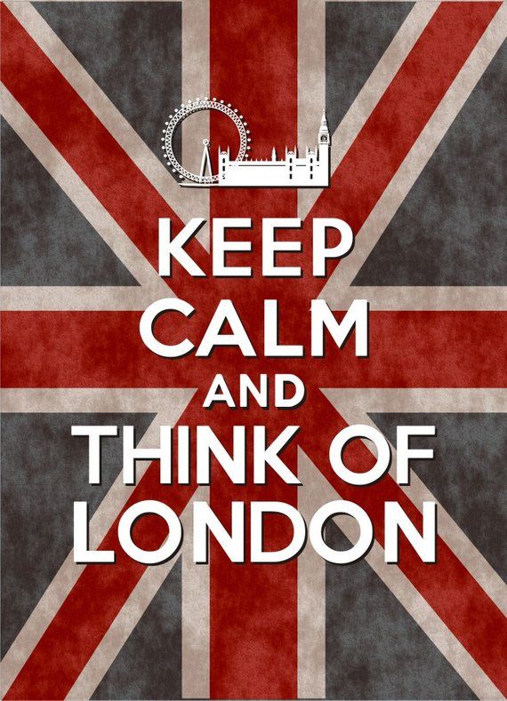 a british flag with the words keep calm and think of london