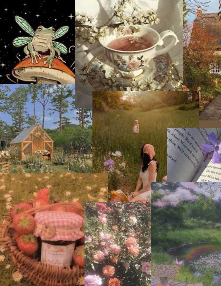 a collage of pictures with flowers and fairy images