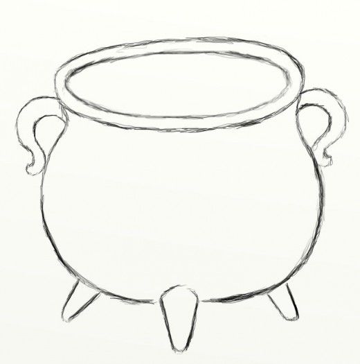 a drawing of a pot sitting on top of a table