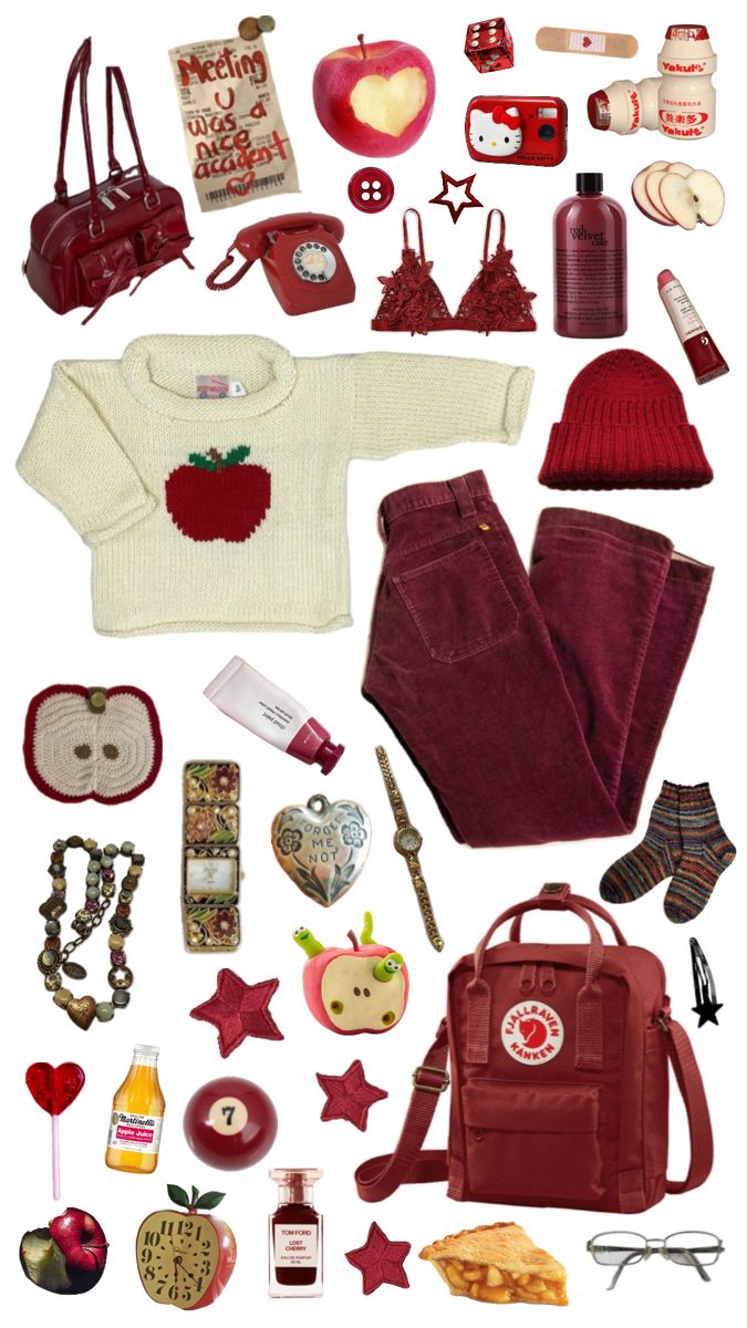 Tags: red apple kidcore whimsy whimsical fruit outfit moodboard kanken vintage thrift Hungry Caterpillar Outfit Aesthetic, Apple Inspired Outfits, Fruit Aesthetic Outfit, Apple Aesthetic Outfit, Craftcore Outfit, Applecore Outfit, Hungry Caterpillar Aesthetic, Apple Core Aesthetic, Caterpillar Aesthetic