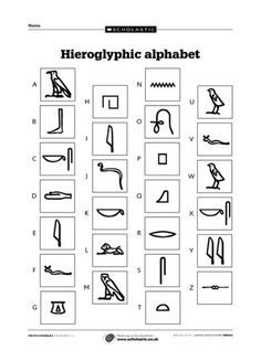 an egyptian alphabet worksheet with symbols