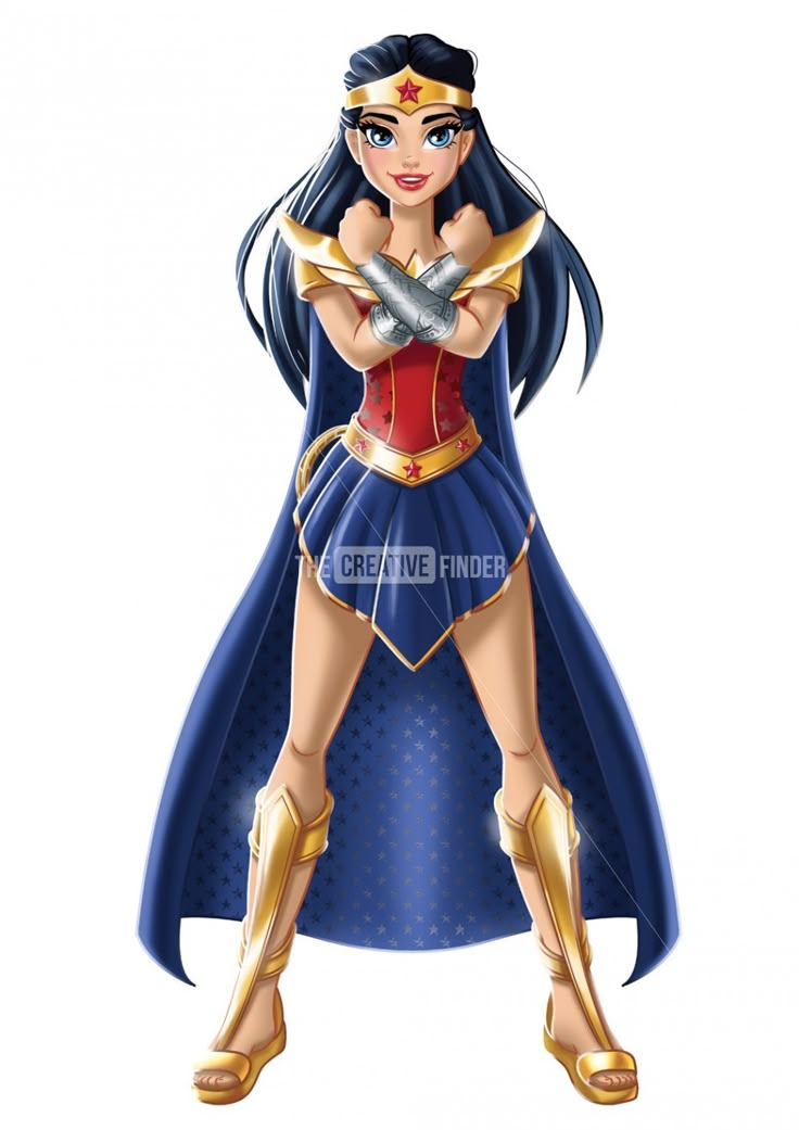 a woman dressed as wonder from the animated movie, she is wearing a blue cape and gold