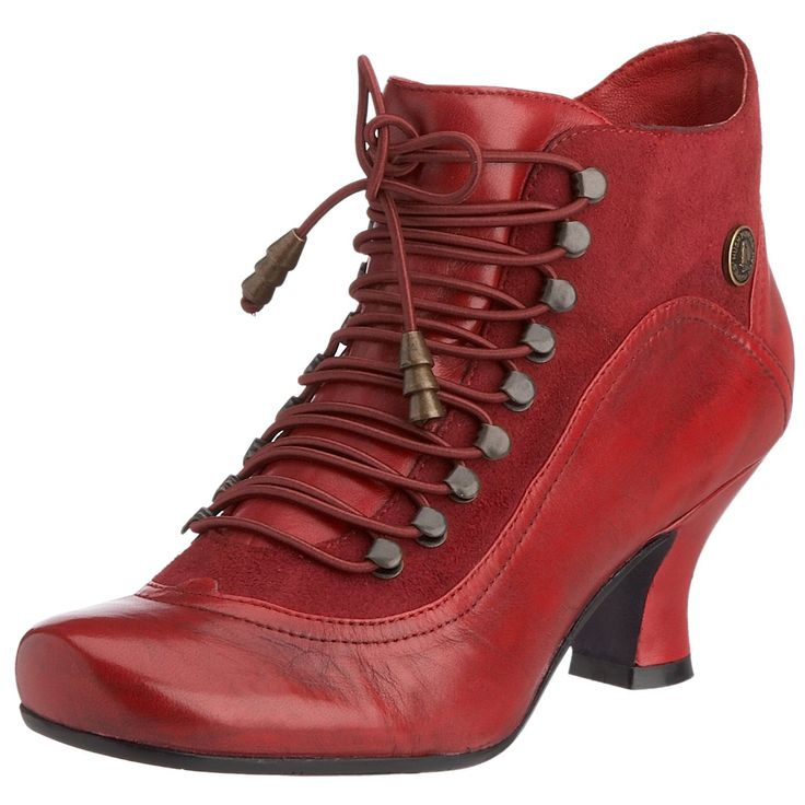 PRICES MAY VARY. Formal, shoe/boot, lace up, The curved louis style heel is a great heel height for all day comfortable wear. Material composition: 100% mixed Sole material: synthetic Hush Puppies Boots, Red Leather Boots, Boyfriend Jean, Red High, Vintage Boots, Womens Shoes High Heels, Hush Puppies, Lace Up Ankle Boots, Womens Ankle Boots